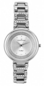 Połyskujący Damski Zegarek Jordan Kerr Na Bransolecie - Srebrny – Z Trzema Rzędami Kryształków Swarovskiego Na Tarczy 