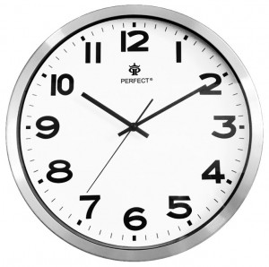 Duży 35cm Zegar Ścienny PERFECT - Metalowa Obudowa - Duże Wyraźne Cyfry - Wskazówkowy