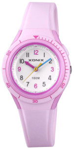 Mały Dziecięcy Zegarek XONIX - Wskazówkowy z Podświetlaną Tarczą - Wodoszczelny - Silikonowy Pasek - Różowy
