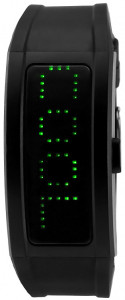 Duży Nowoczesny LED-owy Zegarek Chermond - Możliwość Zaprogramowania Wyświetlanego Tekstu - Syntetyczny Pasek - Antyalergiczny - Zielony