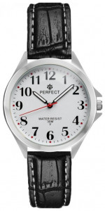 Wskazówkowy Zegarek PERFECT - Męski - Tłoczony Skórzany Pasek z Przeszyciem 