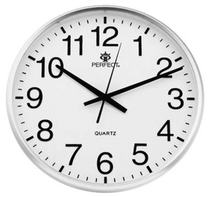 Czytelny Zegar Na Ścianę PERFECT - Wyraźne Indeksy - Duży 30cm - Srebrny