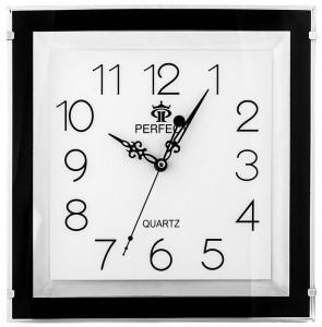 Kwadratowy Zegar Ścienny PERFECT z Przezroczystą Obudową - Bardzo Duże Czytelne Cyfry - Szerokość 31cm - Tykający Mechanizm