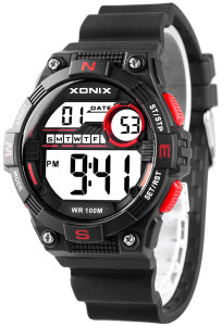 Wielofunkcyjny Zegarek Sportowy XONIX - Wodoszczelny 100m - Uniwersalny Model - Czytelny Elektroniczny Wyświetlacz - Stoper, Timer, Data, Budzik, 2x Czas - CZARNY