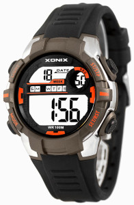 Porządny Zegarek Elektroniczny XONIX - Męski i Chłopięcy Młodzieżowy - Czytelny LCD z Dużymi Cyframi - Wodoodporny 100m - Wielofunkcyjny - Stoper, Timer, Budzik, Drugi Czas - BLACK/GREY