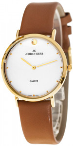 Klasyczny Damski Zegarek Jordan Kerr Na Prostym Skórzanym Pasku - Minimalistycznie Zdobiona Tarcza - Świetny Dodatek Do Ubioru