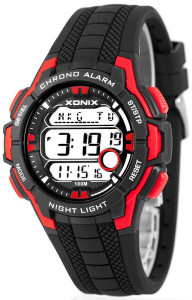 Wielofunkcyjny Zegarek Cyfrowy XONIX - Wodoszczelny 100m - Męski i Dla Chłopaka - Data i Czas Dla 24 Stref Czasowych, 8 Alarmów, Stoper 15 Międzyczasów, Timer 3 Interwały - CZARNY