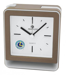 Estetyczny Prosty Zegarek z Budzikiem PERFECT - Cichy Płynący Mechanizm - Funkcja Drzemki (Snooze) - Podświetlenie LED