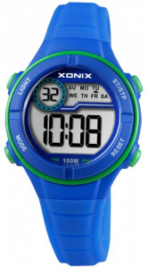 Mały Elektroniczny Zegarek XONIX - Dziecięcy Dla Chłopca Dziewczynki / Damski - NIEBIESKI - Podświetlenie - Sportowy - Wodoszczelny 100m - Budzik Stoper Timer Datownik