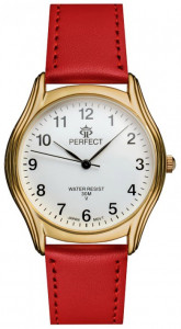 Zegarek PERFECT Na Skórzanym Pasku - Czytelna Biała Tarcza z Wyraźnymi Indeksami - Elegancki - Uniwersalny Model