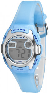Wodoodporny Zegarek Xonix - Damski i Dla Dziewczynki - Prześwitujący Niebieski Pasek - Alarm, Stoper, Timer, Podświetlenie