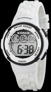 Wodoszczelny 100M Zegarek Sportowy XONIX LCD Self-Calibrating - Ustawiany Androidem/PC - Biały - Uniwersalny