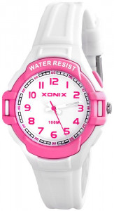 Mały Biały Zegarek XONIX - Wodoodporny 100m - Damski, Dla Dziewczynki i Nastolatki - Wskazówkowy z Podświetleniem - Antyalergiczny - GIRLS