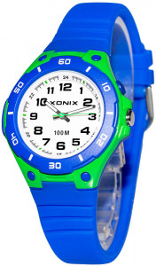 Zegarek Analogowy XONIX WR100m z Podświetlaną Tarczą - Dla Dziewczynki / Chłopca / Damski - Czytelna Tarcza z Wyraźnymi Indeksami - Antyalergiczny - NIEBIESKI