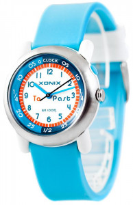 Kolorowy Zegarek Dla Dziewczynki XONIX WR100m - Wskazówkowy z Podświetleniem - Wszytkie Indeksy Na Tarczy - Idealny Do Nauki Godzin i Nie Tylko - TURKUSOWY + Pudełko 