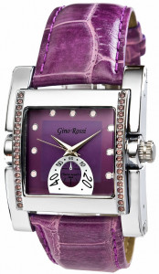 Designerski Zegarek Damski Gino Rossi na Stylizowanym Skórzanym Pasku - Fioletowy
