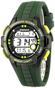 Wielofunkcyjny Zegarek Cyfrowy XONIX - Wodoszczelny 100m - Męski i Dla Chłopaka - Data i Czas Dla 24 Stref Czasowych, 8 Alarmów, Stoper 15 Międzyczasów, Timer 3 Interwały - ZIELONY