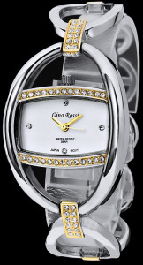 Szykowny Damski Zegarek Gino Rossi Na Owalnej Bransolecie Subtelnie Ozdobionej Kryształkami