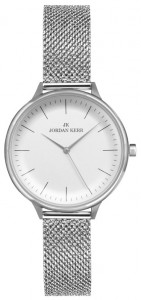 Wskazówkowy Damski Zegarek Jordan Kerr Na Bransoletce z Siatki - Klasyczna Elegancka Tarcza z Indeksami Godzin i Minut - Kolor Srebrny 
