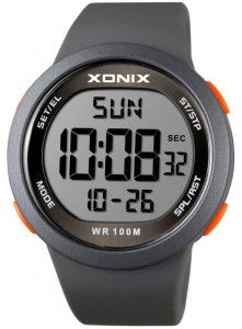 Zegarek Sportowy z Dużym Czytelnym Wyświetlaczem XONIX - Męski Młodzieżowy Damski - Wodoszczelny 100m - Wielofunkcyjny - Do Biegania i Pływania - Szary