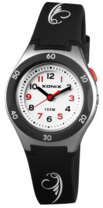 Wskazówkowy Zegarek z Podświetlaną Tarczą XONIX - Dla Dziewczynki / Damski - Mały Rozmiar - Wodoszczelny 100m - Czarny