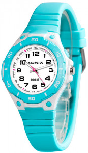 Zegarek Analogowy XONIX WR100m z Podświetlaną Tarczą - Dla Dziewczynki / Damski - Czytelna Tarcza z Wyraźnymi Indeksami - Antyalergiczny - TURKUSOWY - Girls