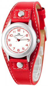 Zegarek Jordan Kerr Na Skórzanej Podkładce - Dla Chłopca i Dziewczynki - Analogowy - Czerwony
