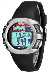 Dziecięcy Elektroniczny Zegarek Sportowy PERFECT - Wielofunkcyjny - 3 Alarmy, Stoper 12 Międzyczasów,  Timer, Druga Strefa Czasowa