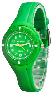 Malutki Zegarek Wskazówkowy Xonix Z Podświetleniem, Wodoodporny, Dla Dziewczynki - Zielony