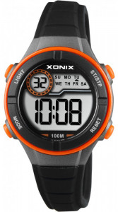 Mały Elektroniczny Zegarek XONIX - Dziecięcy Dla Chłopca Dziewczynki / Damski - CZARNY - Podświetlenie - Sportowy - Wodoszczelny 100m - Budzik Stoper Timer Datownik