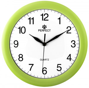 Zielony Kwarcowy Zegar Ścienny Perfect - 2,5cm Indeksy Godzin - 30cm Średnicy - Tykający Mechanizm
