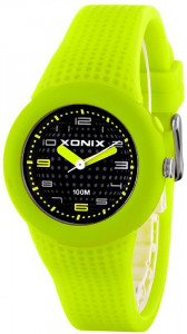 Mały Zielony Damski i Dziecięcy Zegarek XONIX - Wskazówkowy z Podświetleniem - Ciekawy Wzór Paska i Tarczy - Antyalergiczny i Wodoodporny 100m