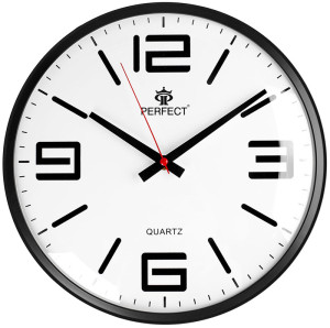 Zegar Ścienny PERFECT Na Baterie - Duże Widoczne Indeksy - Nowoczesny Wzór 