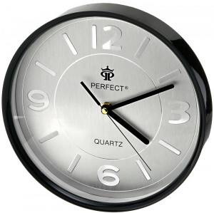 Zegar Ścienny PERFECT - Nowoczesny Design - Tarcza Koloru Stalowego - 24,7cm Średnicy - Cichy Płynący Mechanizm