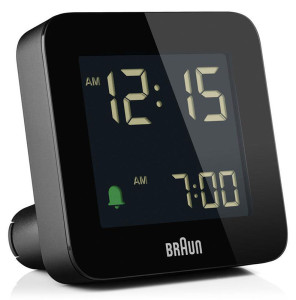 Zegarek Budzik Na Baterie BRAUN z Cyfrowym Wyświetlaczem - Podświetlenie - Funkcja Dobudzania - Nowoczesny - Kolor Czarny