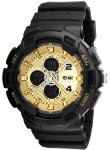 Duży Zegarek Sportowy OCEANIC Sinaloa Yellow Gold LCD/Analog WR100M + Wiele Funkcji - Uniwersalny