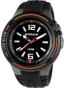 Wodoszczelny 100m Zegarek XONIX - Męski / Młodzieżowy - Wskazówkowy z Podświetleniem - Duże Indeksy - Sportowy - Kolor Czarny