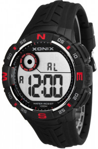 Lekki Sportowy Zegarek XONIX - Uniwersalny - Wodoodporny, Alarm, Stoper 100 Międzyczasów - Syntetyczny Pasek - Czarny