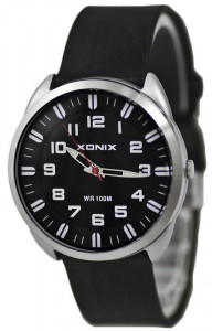 Zegarek Damski I Dla Dziewczyny XONIX WR100M - Czarny Z Błyszczącym Paskiem