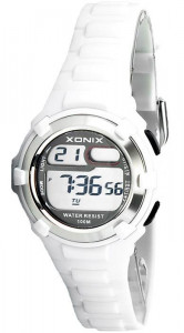 Nieduży Zegarek XONIX - Sportowy Design - Wodoszczelność 100M, Stoper, Timer, Alarm, 2x Czas - Uniwersalny - Biały