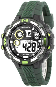 Zegarek Sportowy XONIX WR100m - Męski i Dla Chłopaka - Duży, Czytelny Wyświetlacz LCD - Wielofunkcyjny - Stoper, Timer, Alarm, 2 Niezależne Czasy - Military Zielony