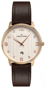 Uniwersalny Zegarek Jordan Kerr - Czytelna Tarcza, Wyraźne Oznaczenia - Datownik Na Godzinie 6 - Skórzany Brązowy Pasek