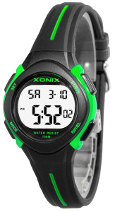 Cyfrowy Zegarek XONIX Dla Chłopca lub Dziewczynki / Damski - Sportowy, Wodoszczelny 100m, Wielofunkcyjny - Mały Czytelny Wyświetlacz z Podświetleniem - Kolor Czarny - Boys