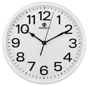 Czytelny Zegar Na Ścianę PERFECT - Wyraźne Indeksy - Duży 30cm - Biały