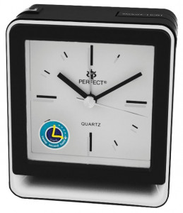 Estetyczny Prosty Zegarek z Budzikiem PERFECT - Cichy Płynący Mechanizm - Funkcja Drzemki (Snooze) - Podświetlenie LED