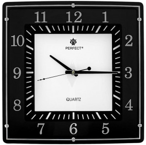 Nowoczesny Zegar Na Ścianę PERFECT - Bogato Zdobiony - Czarny z Srebrnymi Elementami - Cichy Płynący Mechanizm - 35cm Średnicy