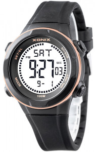 Elektroniczny Zegarek XONIX z Czytelnym Wyświetlaczem - Wodoszczelny 100m - Uniwersalny Model - Wielofunkcyjny