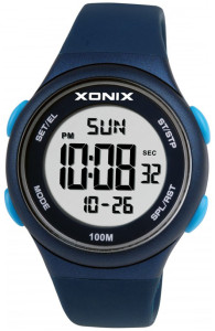 Sportowy Zegarek XONIX - Damski | Dziecięcy | Młodzieżowy | Uniwersalny - Wodoodporny 100m - Cyfrowy Wyświetlacz z Podświetleniem - Funkcje Stoper Timer Budzik Data Drugi Czas - Granatowy