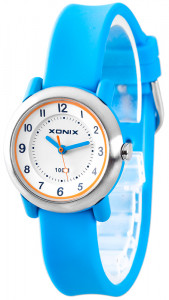 Drobny Wskazówkowy Zegarek XONIX - Dziecięcy / Damski - Wyraźna Czytelna Tarcza Ze Wszystkimi Indeksami - Pudełko - Kolor Niebieski