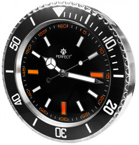 Zegar Ścienny  PERFECT w Całości Wykonany z Aluminium - Stylizowany Na Tarczę Rolex'a - Cichy Płynący Mechanizm